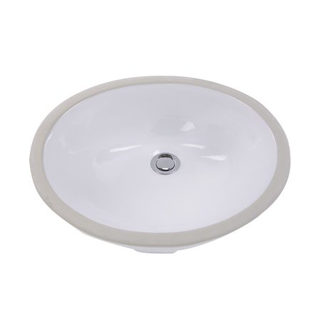 Nantucket Sinks 17 Inch x 14 Inch Glazed Bottom Undermount GB-17x17-W Oval Ceramic Sink In White GB-17x14-W